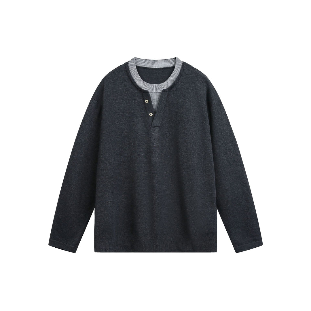 Unisex Lässiges Oversize‑Sweatshirt mit Henley‑Knopfleiste und geripptem Layer‑Kragen Shop Nory