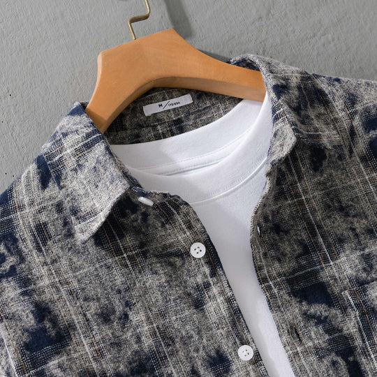 Herren Gebleichte Karo-Flanell-Overshirt Jacke im Used‑Look Shop Nory