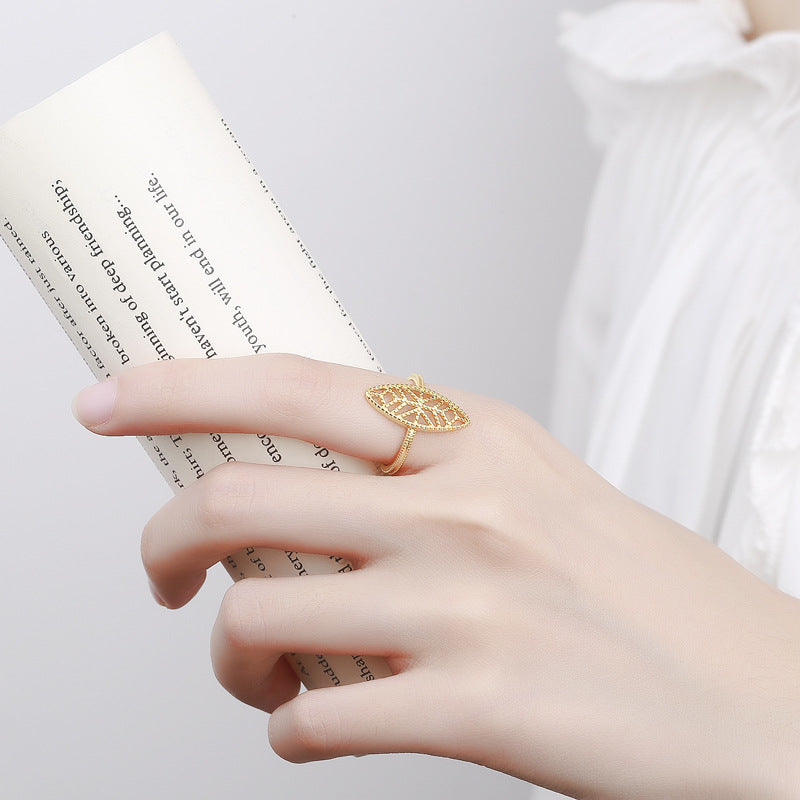 Damen Ring mit exquisite Blattform und filigraner Struktur Shop Nory