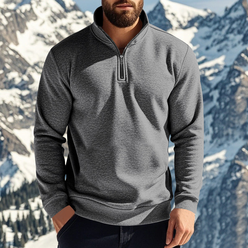 Herren nan komfortables Halbzip-Sweatshirt mit Stehkragen, leicht angerauter Innenseite und geripptem Saum Shop Nory