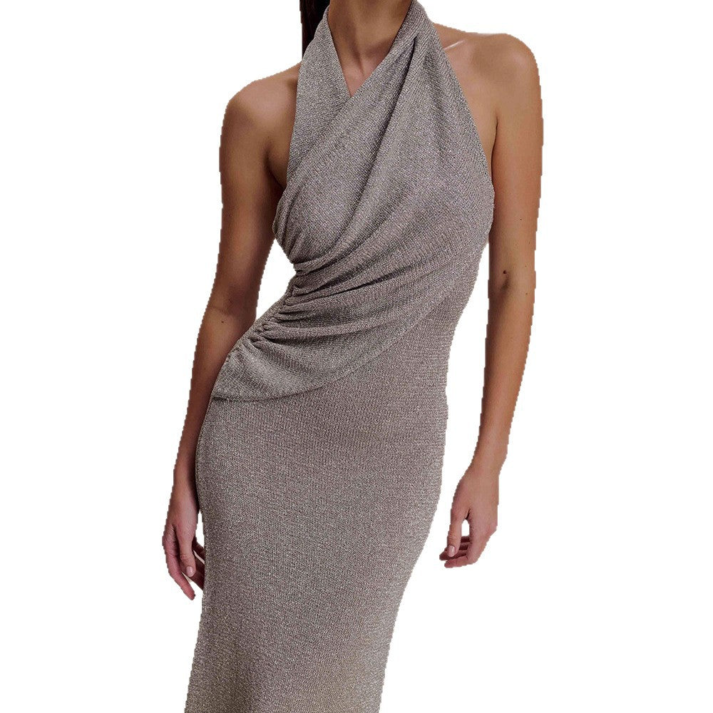 Damen Elegantes Maxikleid mit schimmerndem Stoff und raffiniertem Wickeldetail Shopnory