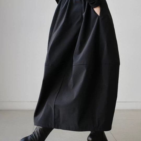 Damen Langer Voluminöser Maxi-Rock mit weitem Saum und elastischem Bund Shop Nory