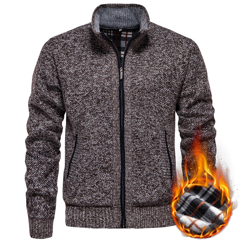 Herren Strickjacke mit hohem Kragen und praktischem Reißverschluss Shopnory