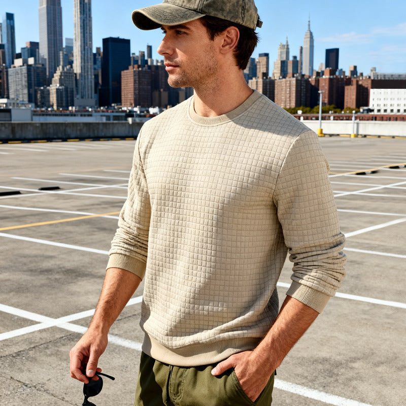Herren Strukturierter Waffelstrick-Pullover aus Baumwollmix mit Rundhalsausschnitt Shop Nory