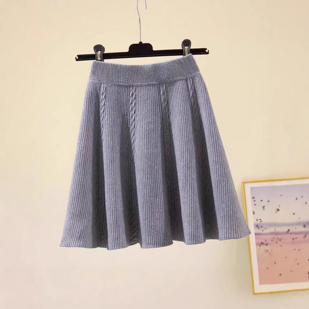 Damen Wadenlanger Strickrock mit Zopfmuster Shop Nory
