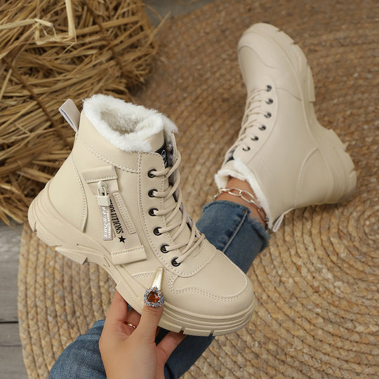 Damen Gefütterte Schnür-Stiefelette mit dicker Profilsohle und Seitenreißverschluss Shop Nory
