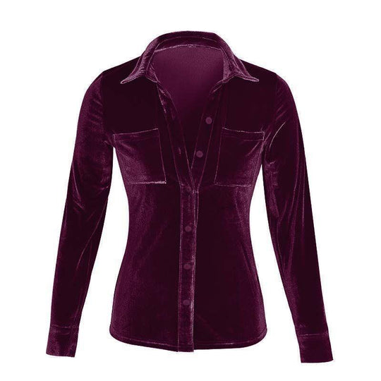 Damen Satin Bluse mit dekorativen Brusttaschen