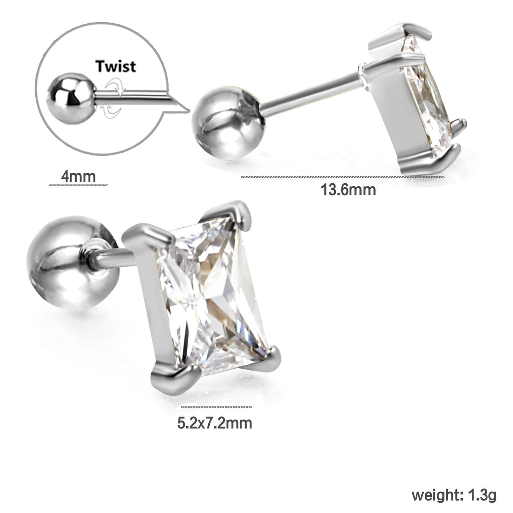 Damen Ohrstecker mit rechteckigem Zirkonia-Design Shop Nory