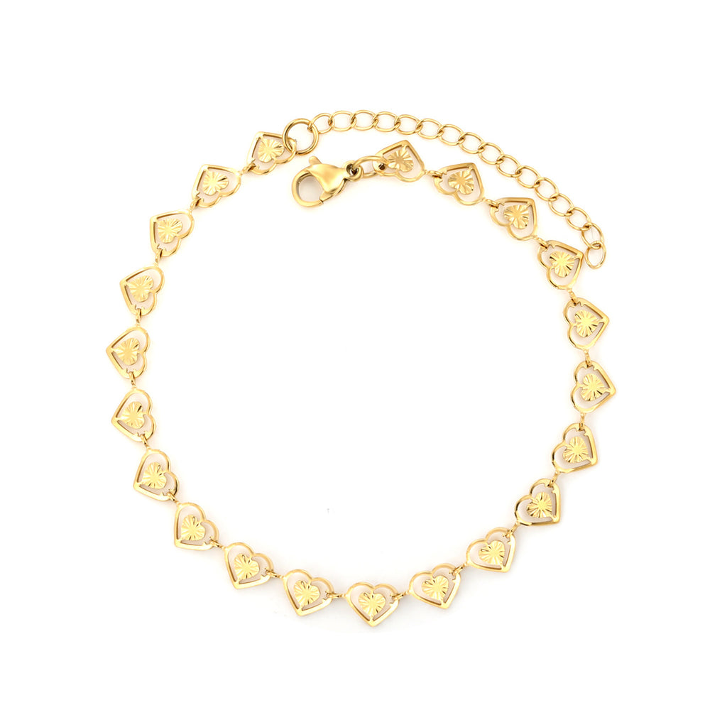 Damen zartes Armband mit herzförmigen Anhängern und filigranem Design Shop Nory
