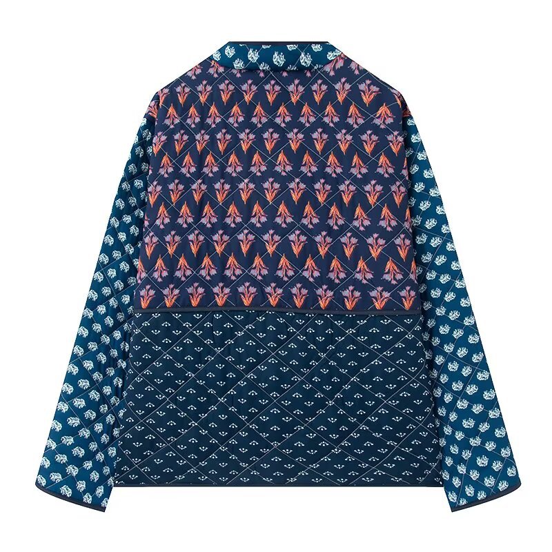 Damen Gefütterte Patchwork-Steppjacke mit Knebelverschlüssen und aufgesetzten Taschen Shop Nory