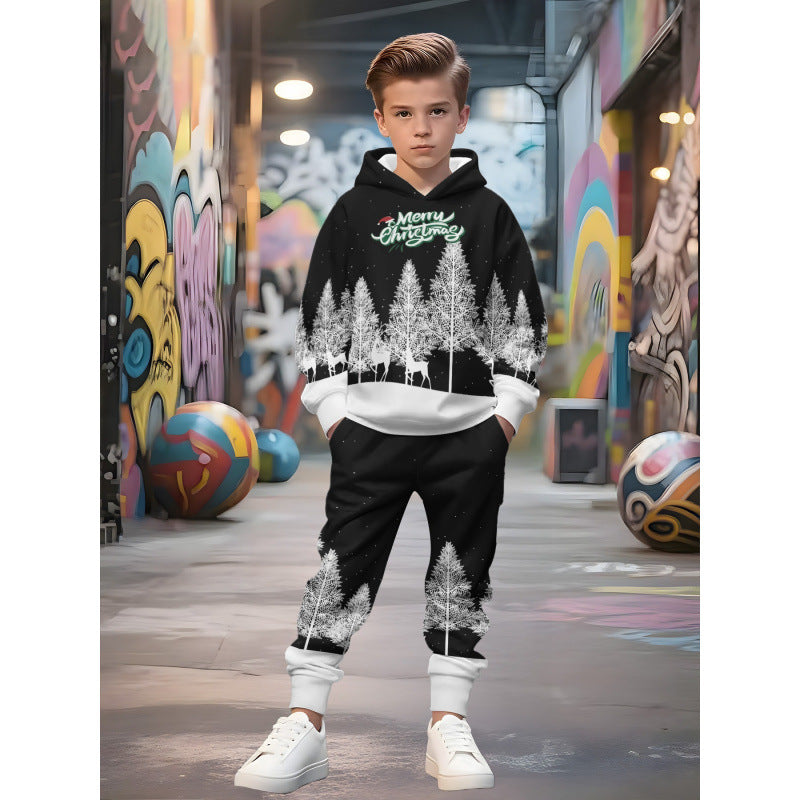 Unisex Kinder Jogginganzug mit Kapuzenpullover und detailreichem Auto-Print Shop Nory