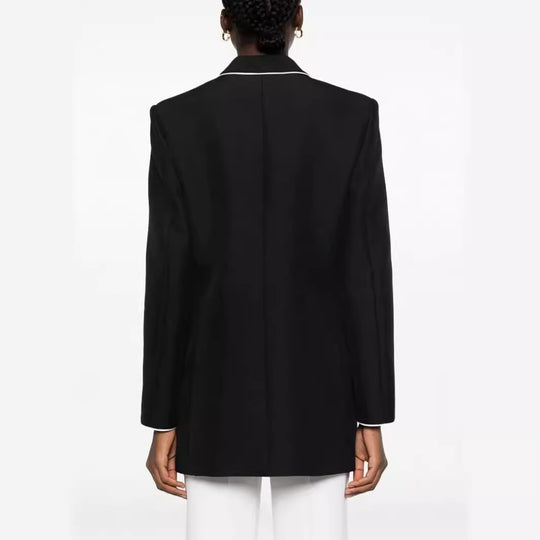 Damen Oversize-Blazer im Smokingstil mit kontrastierender Paspelierung und Ein-Knopf-Front Shop Nory