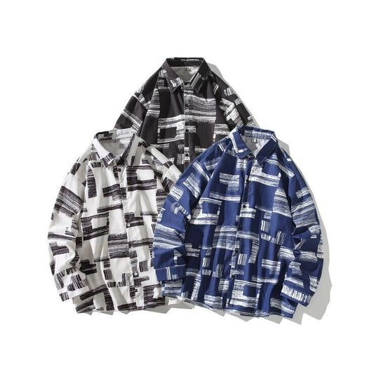 Herren Oversize Hemd mit grafischem Blockprint Shop Nory