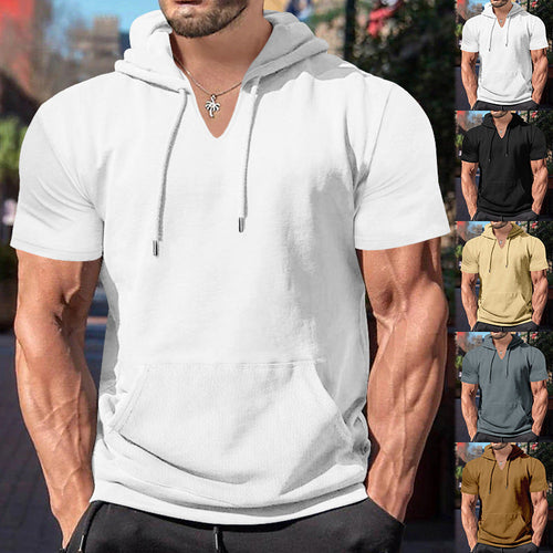 Herren lässiges Kapuzenshirt mit V-Ausschnitt und praktischer Bauchtasche