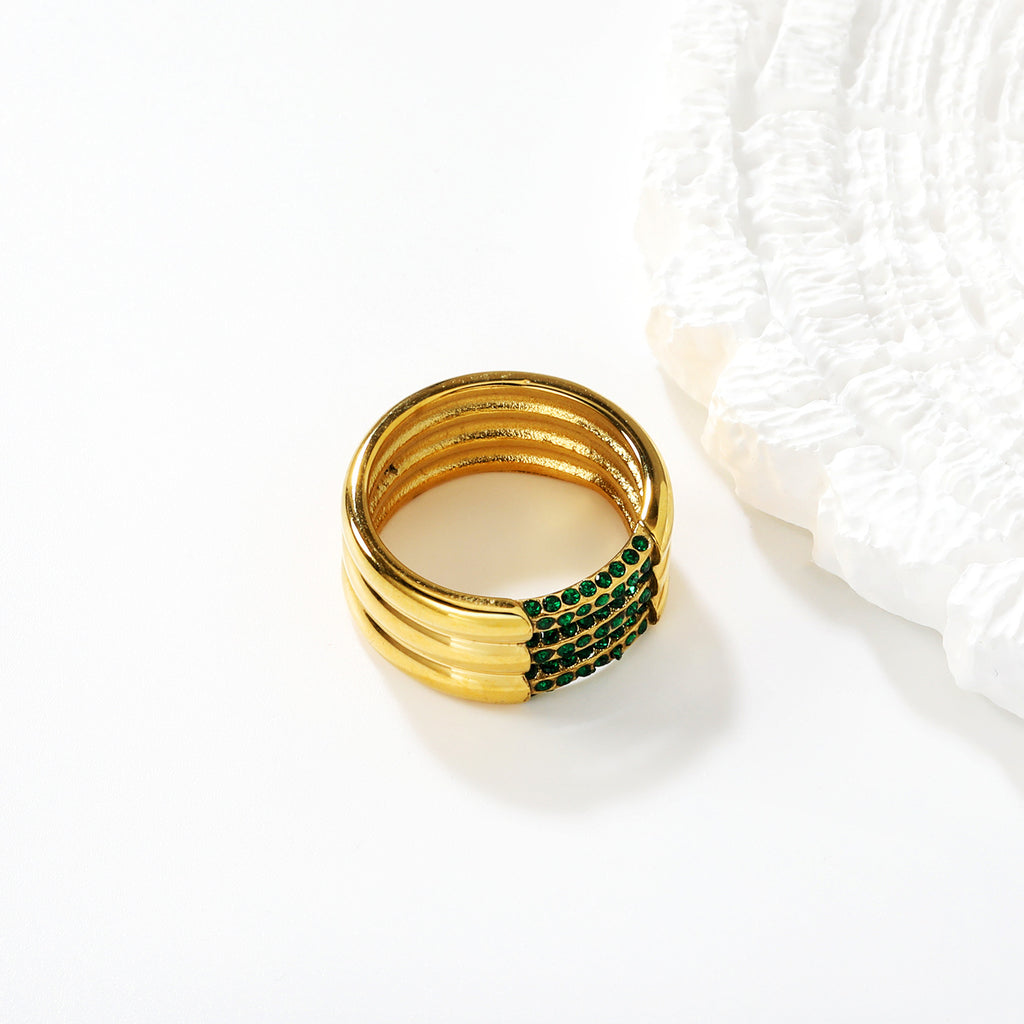 Damen Ring mit schimmernden Kristallen und elegantem Wellendesign Shop Nory