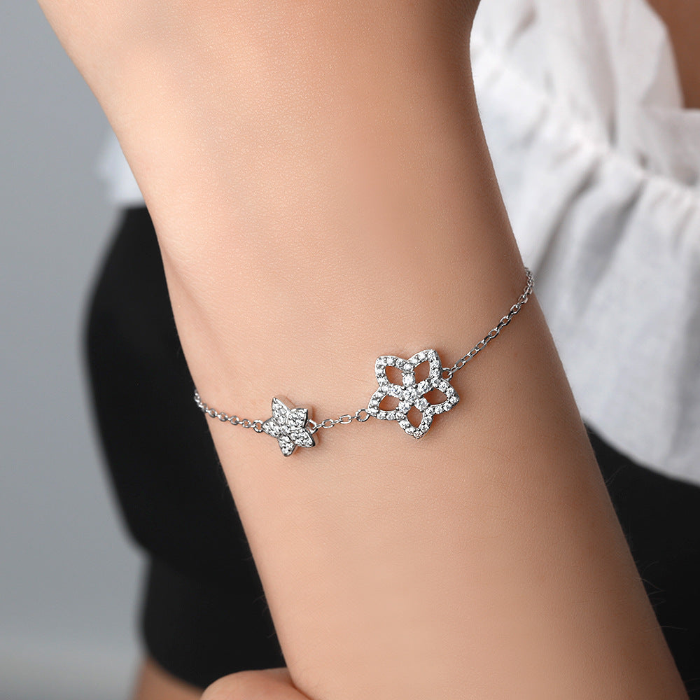 Damen feines Armband mit floralen Zirkonia-Akzenten Shop Nory