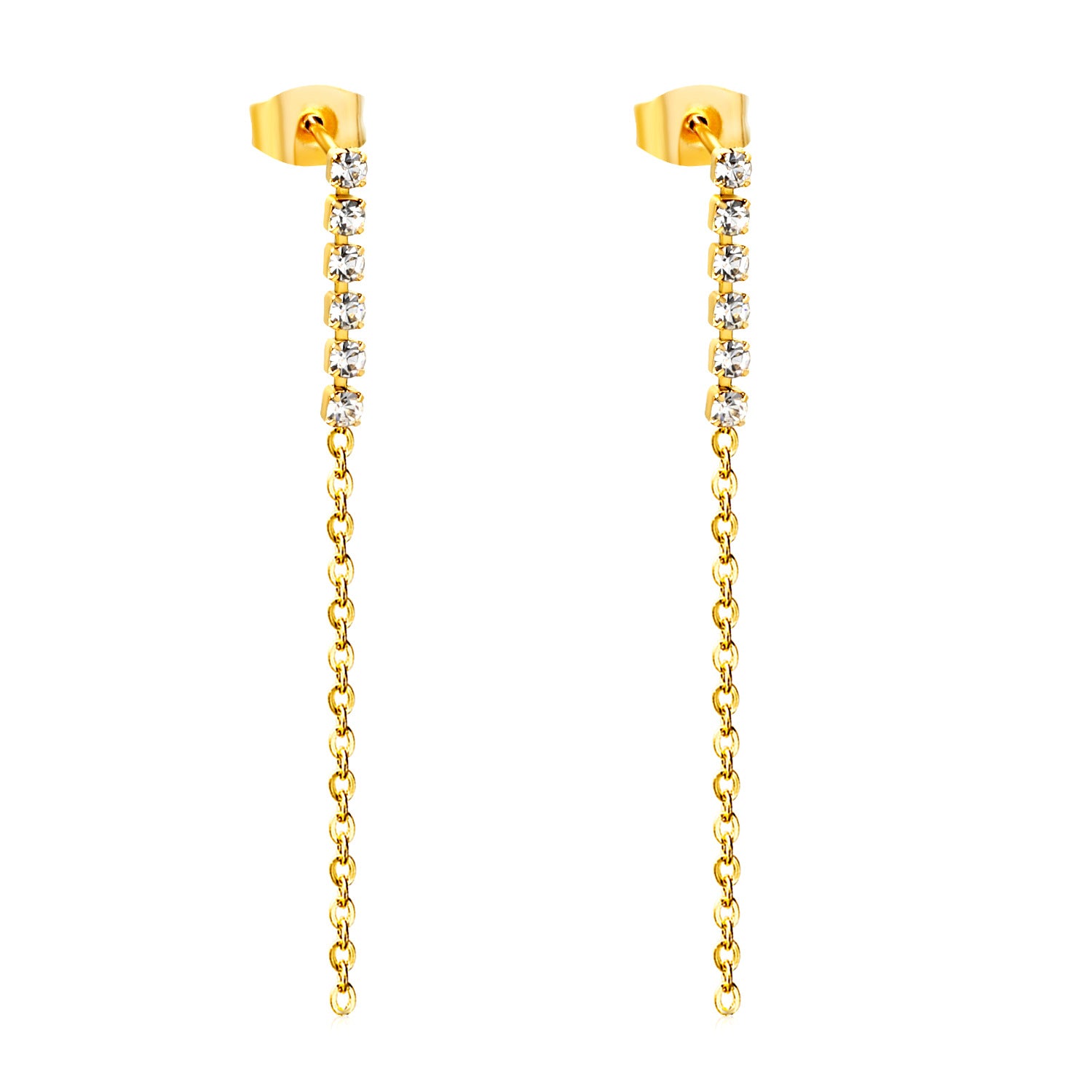 Damen Hängende Ohrstecker mit funkelnden Kristallen und eleganter Kettenstruktur Shop Nory