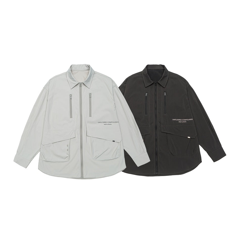 Unisex Technisches Overshirt-Jacke im Boxy-Cut mit Frontreißverschluss und Multifunktions-Taschen Shop Nory