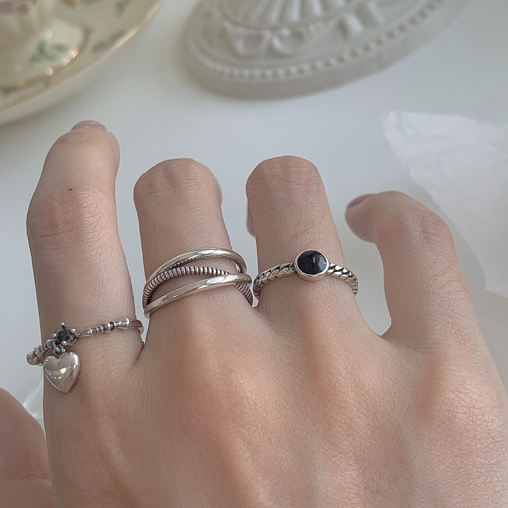 Damen eleganter und schicker Silberring mit Herz-Anhänger Shop Nory