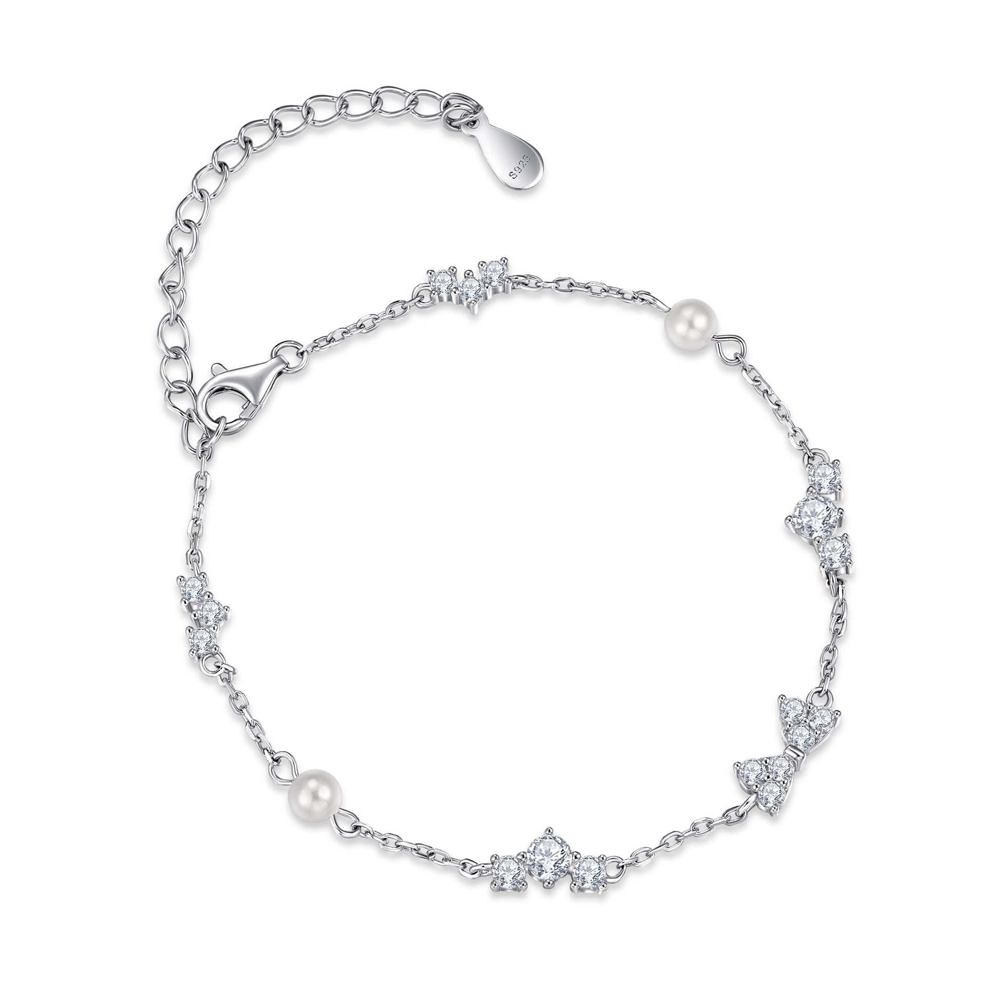 Damenarmband mit funkelndem Zirkonia-Besatz und eleganten Perlen-Details Shop Nory