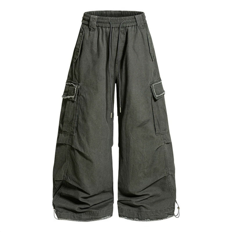 Damen Weite Cargo-Hose mit elastischem Bund, Cargo-Taschen und verstellbarem Saum Shop Nory