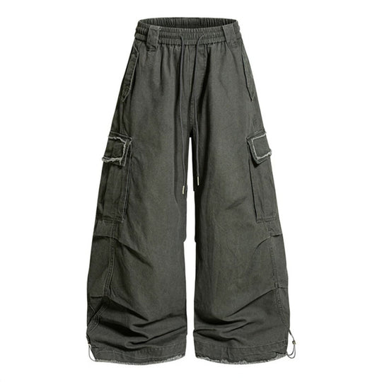 Damen Weite Cargo-Hose mit elastischem Bund, Cargo-Taschen und verstellbarem Saum Shop Nory