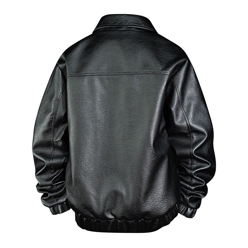 Herren Modische Kunstleder-Bomberjacke Shop Nory