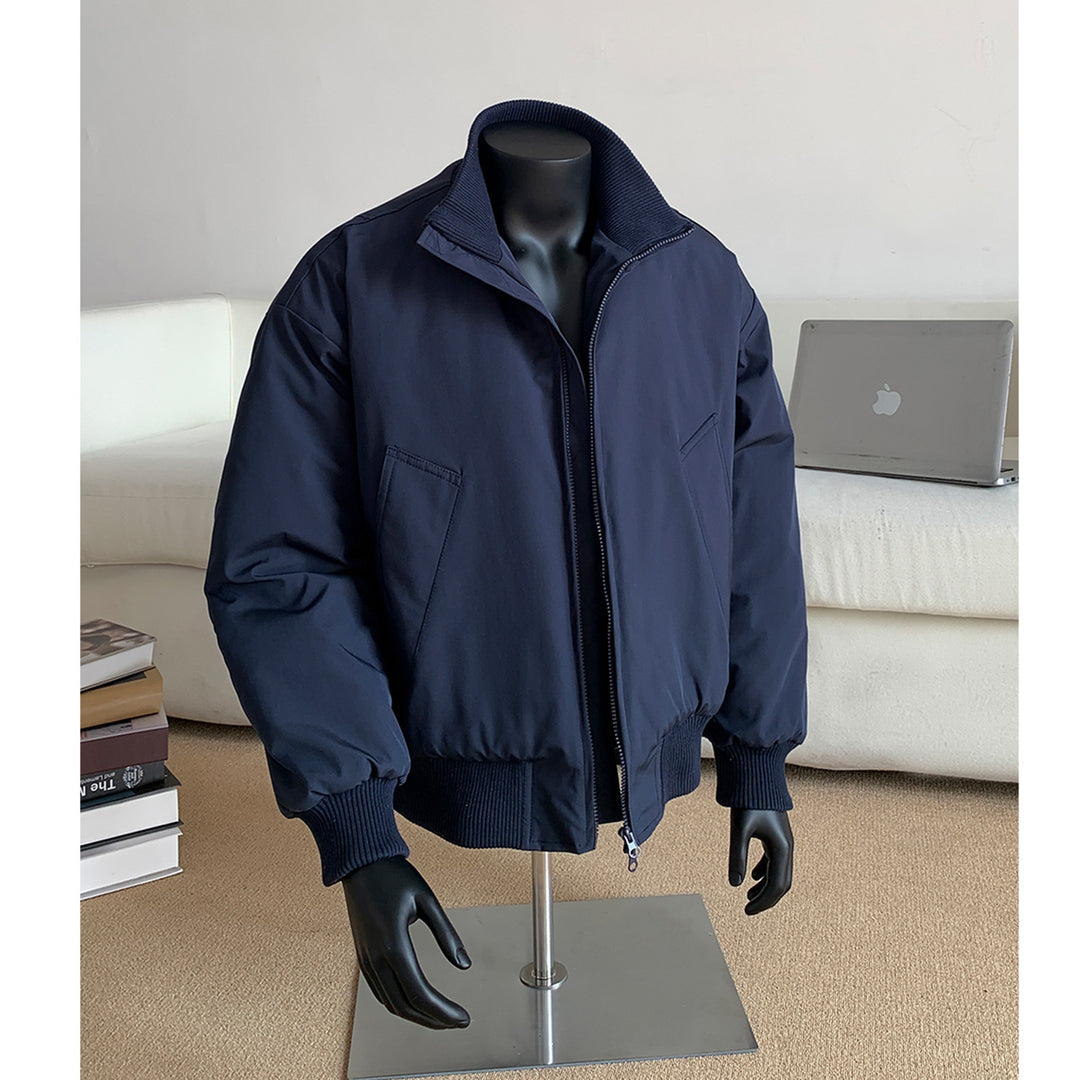 Herren Oversized Stepp-Bomber mit hoher Rippenkragenkonstruktion und verdecktem Reißverschluss Shop Nory