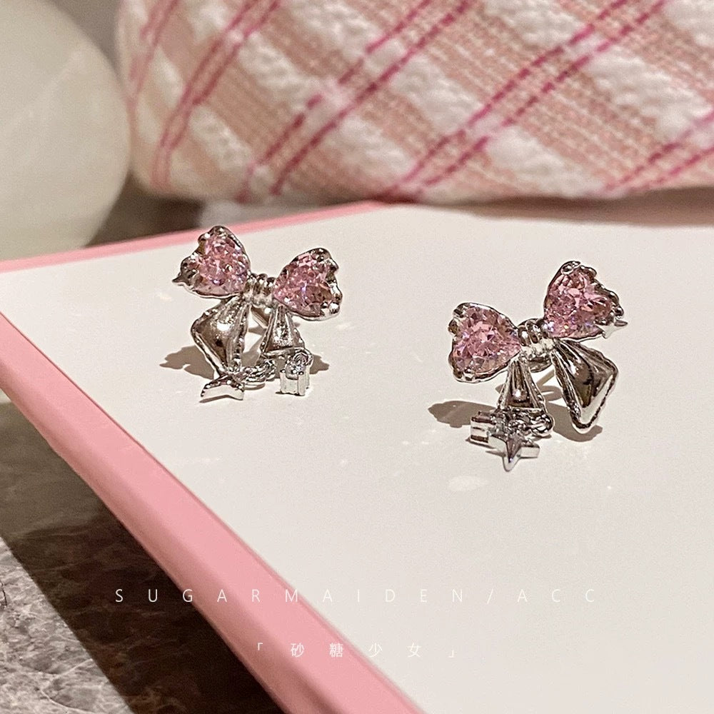 Damen Ohrstecker mit funkelndem Schleifen-Design und eleganten Kristallen Shop Nory