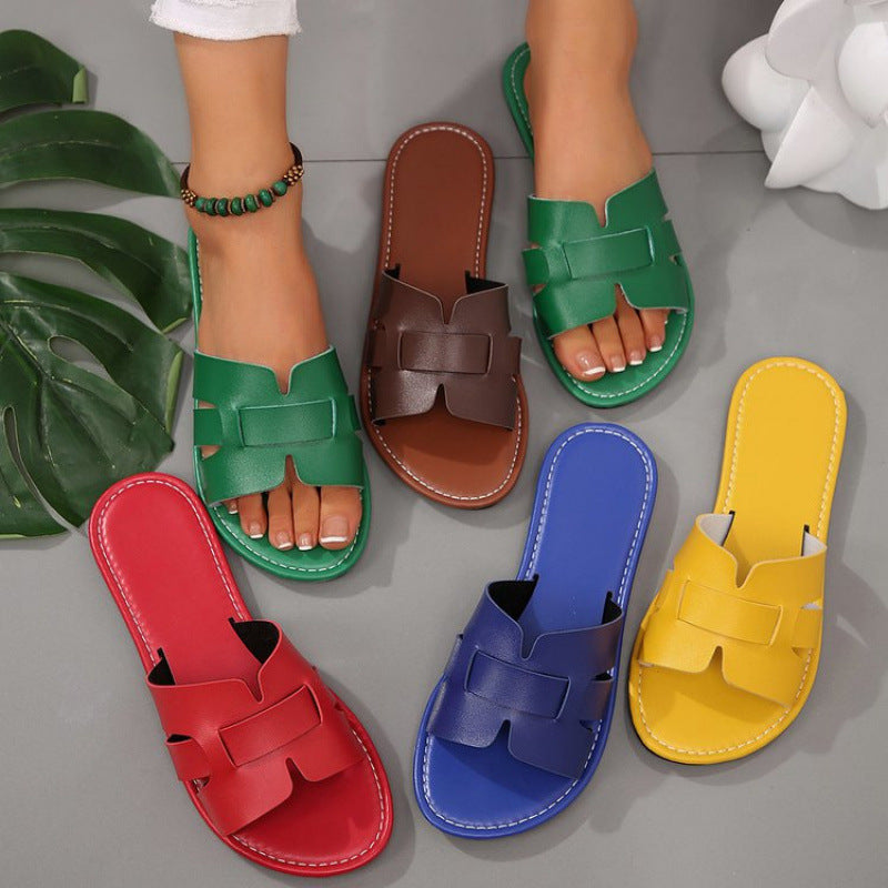 Damen nan flache Pantolette mit geschlitztem Riemen-Design und gepolstertem Komfortfußbett