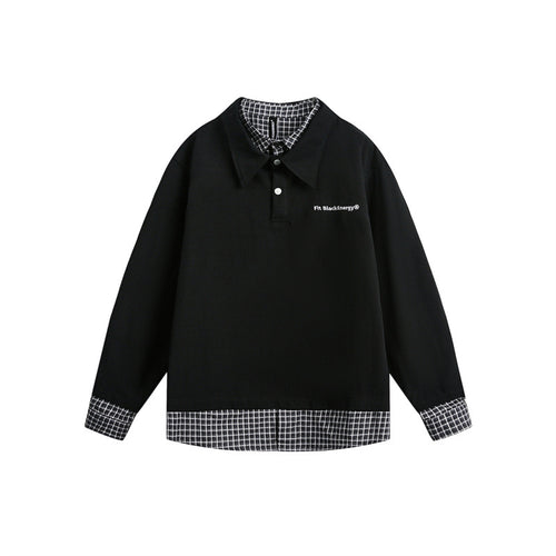 Herren Oversize-Polo im Lagenlook mit Karo-Hemdfutter und Hemdkragen Shop Nory