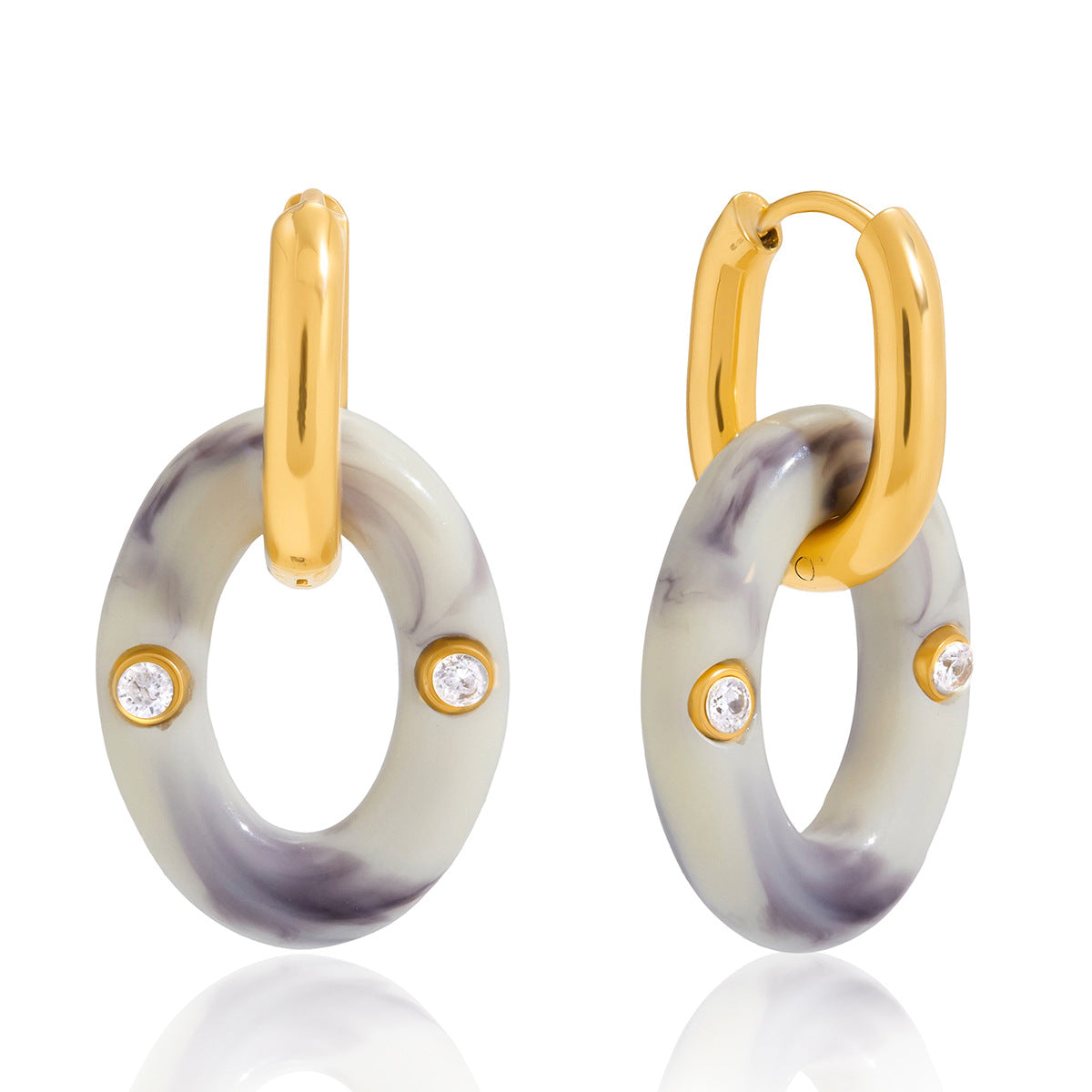 Damen Ohrhänger mit grünem Jade-Design und funkelnden Zirkonia Shop Nory