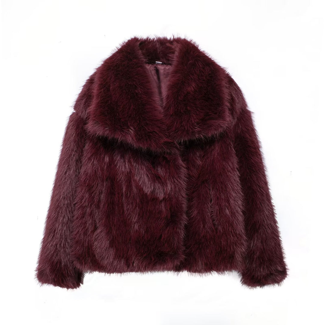 Damen Kurze Kunstfelljacke mit voluminösem Schalkragen Shop Nory