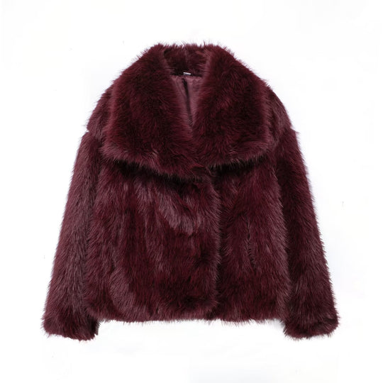 Damen Kurze Kunstfelljacke mit voluminösem Schalkragen Shop Nory