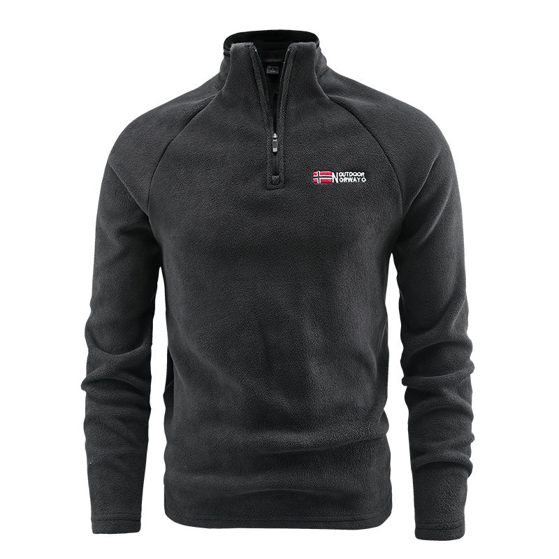 Herren Fleece-Halbzip-Pullover mit hohem Stehkragen und Raglanärmeln Shop Nory