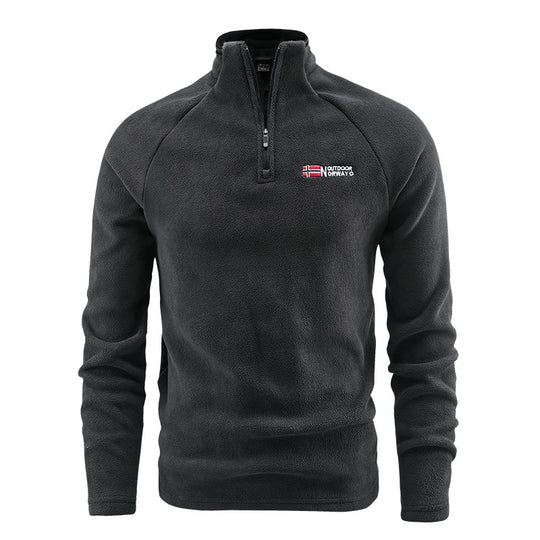Herren Fleece-Halbzip-Pullover mit hohem Stehkragen und Raglanärmeln Shop Nory