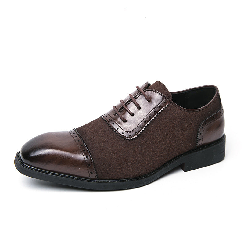 Herren elegante Oxford-Halbschuhe mit Kapzehen-Design, Leder-Textilmix und gepolstertem Komfortfußbett Shop Nory