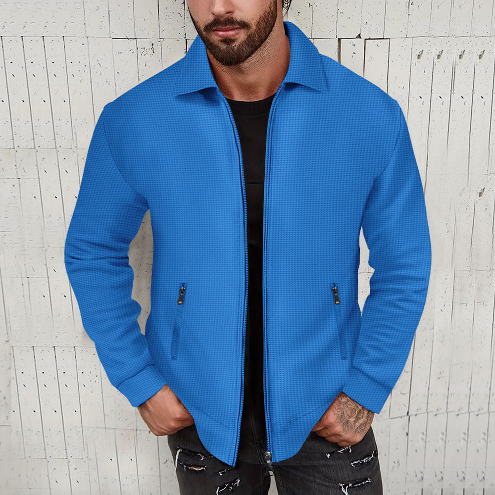 Herren Strickjacke im modernen Design mit strukturiertem Obermaterial und praktischen Reißverschlusstaschen