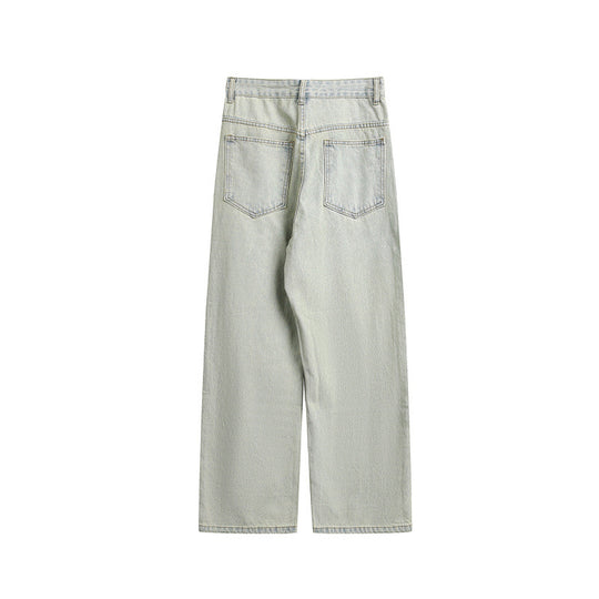 Damen Weite Utility-Denimhose mit Knie‑Patch, hohem Bund und geradem Bein Shop Nory