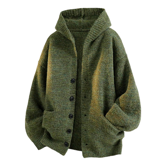 Damen Gemütliche Strickjacke mit Kapuze und Knöpfen Shop Nory