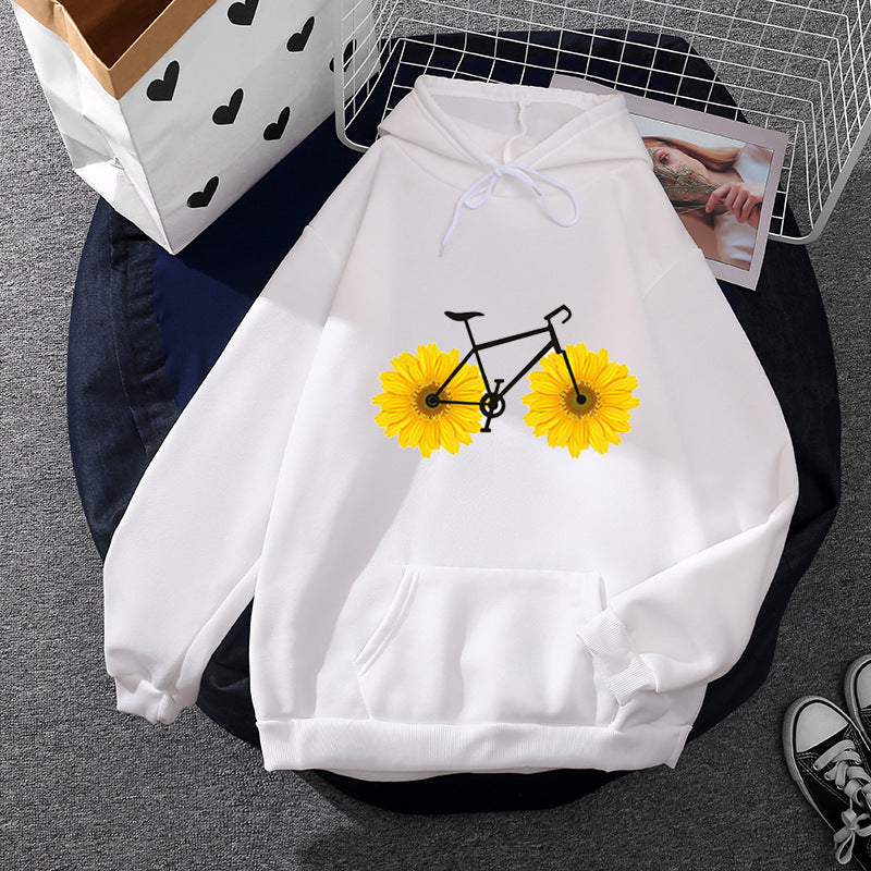 Damen nan lässiger Kapuzenpullover mit künstlerischem Mond‑und‑Pilzmotiv, weichem Fleecefutter und Kängurutasche Shop Nory
