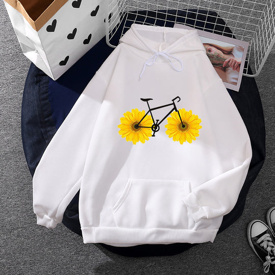 Damen nan lässiger Kapuzenpullover mit künstlerischem Mond‑und‑Pilzmotiv, weichem Fleecefutter und Kängurutasche Shop Nory