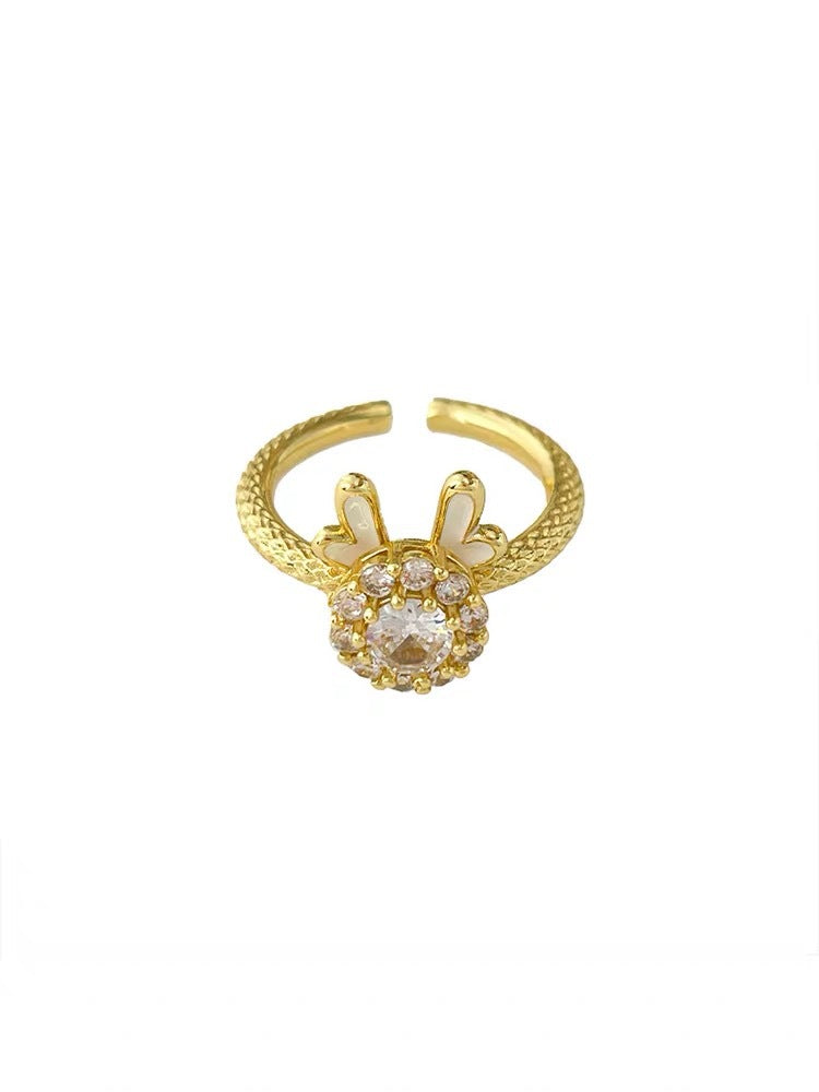 Verstellbarer texturierter Ring für Damen mit Herzakzent Shop Nory