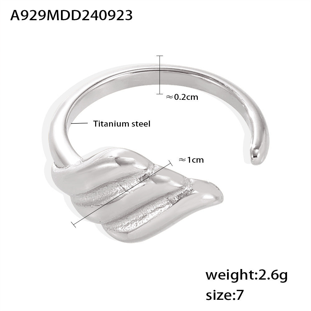 Damenring aus Titanstahl mit elegantem Blattdesign Shop Nory
