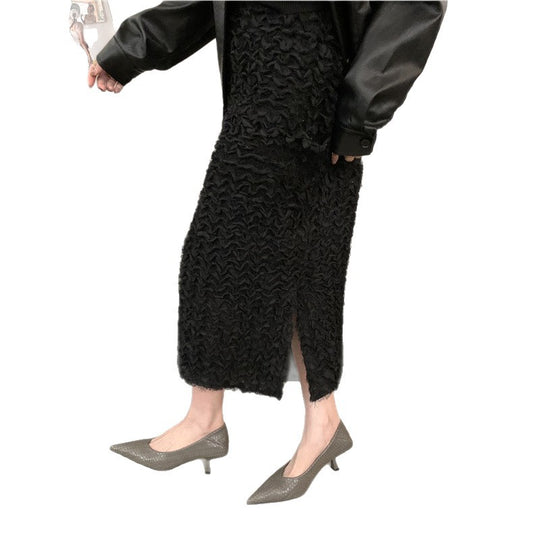 Damen Elegante spitz zulaufende Flechtleder-Pumps mit sculpted Kitten-Absatz Shop Nory