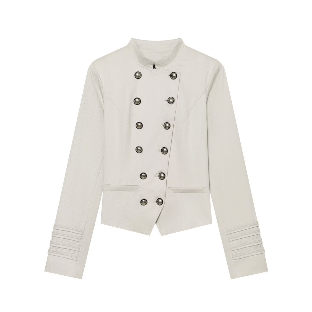 Damen Taillierter kurzblazer im Matrosen‑Military‑Stil mit Stehkragen und dekorativen Zierknöpfen Shop Nory