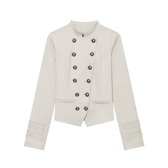 Damen Taillierter kurzblazer im Matrosen‑Military‑Stil mit Stehkragen und dekorativen Zierknöpfen Shop Nory
