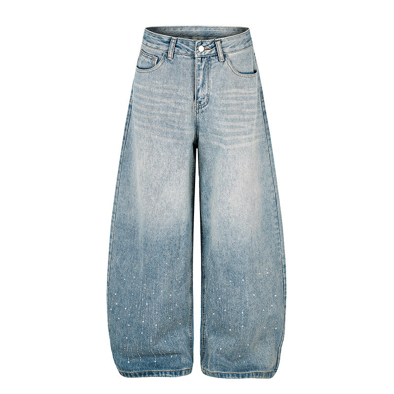 Damen Weite Balloon-Jeans mit hohem Bund und Sprenkel-Detail Shop Nory