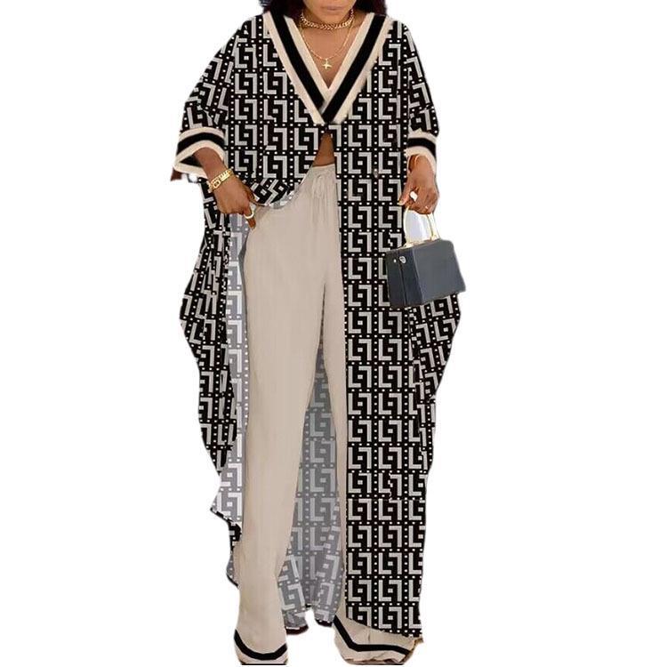 Damen Set aus kimonoartigem Oberteil und weitem Hosen Shopnory