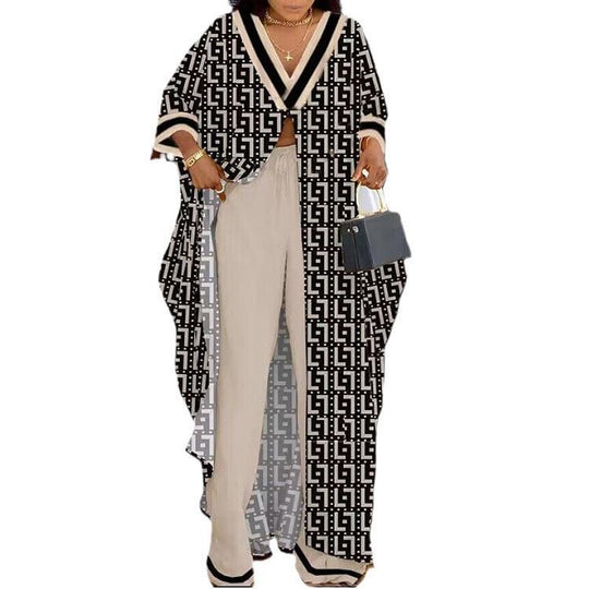 Damen Set aus kimonoartigem Oberteil und weitem Hosen Shopnory
